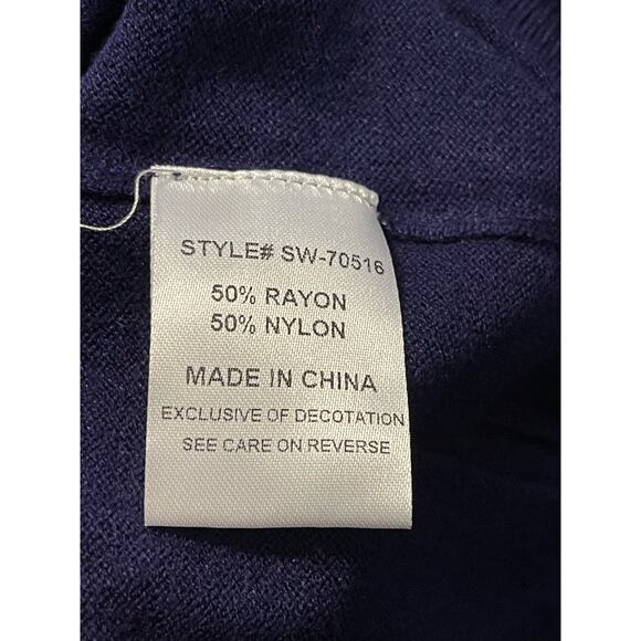 Uniq Women's Lightweight Long Sleeve Navy Blue Sweater Cut Out Neck M L NWT - Picture 8 of 8